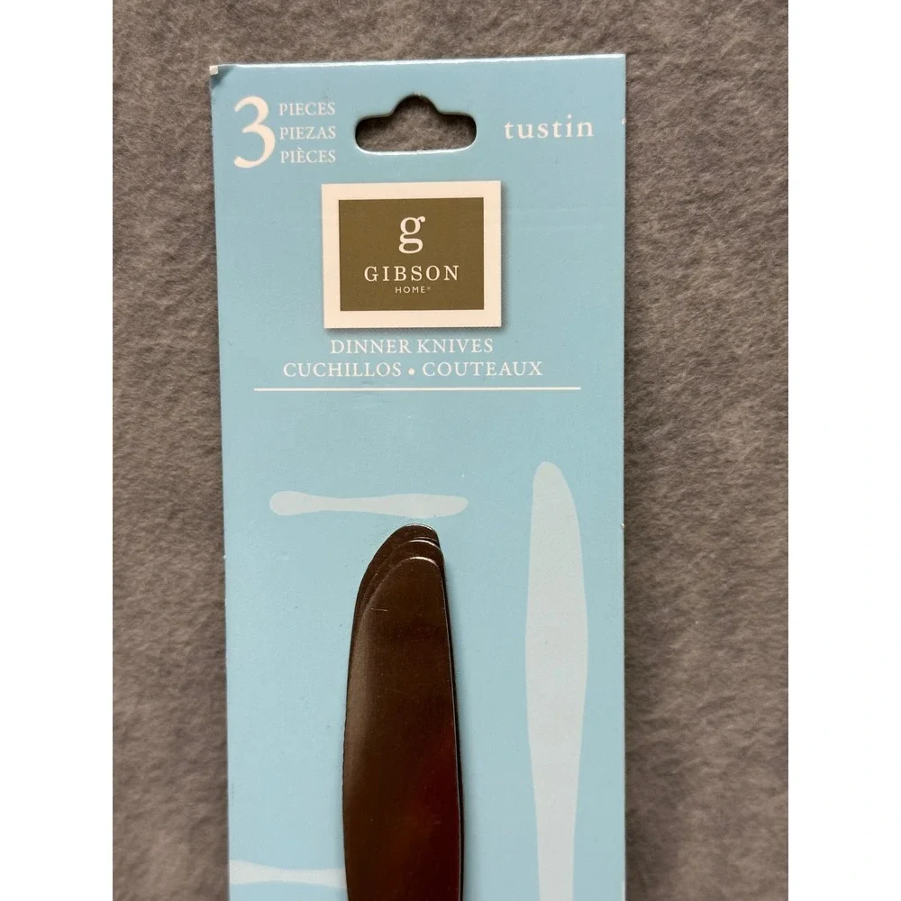 Gibson Tustin Dinner Knives‎ Set of 12 Silver NWT Stainless Steel 3 Piece Set